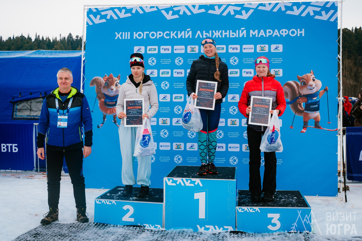 Бажина, Логинова и Суппес взяли медали «Югорского лыжного марафона»